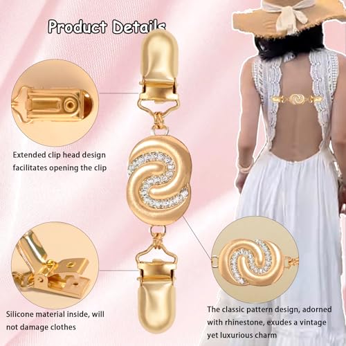 2 PCS Waist Cincher Clips Dress Clips Back Cinch for Shawl Cardigan Sweater Clothes Shirt Tightener Clip(Silvery Golden) - color: Color C