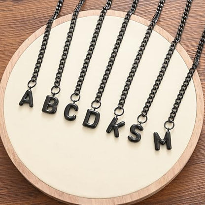 sroyte Black Heart Slip Chain Initial Necklaces for Women,Stainless Steel O-Ring Adjustable Lariat Heart Y-Necklace,Punk Gothic Cuban Collar Choker Necklace for women - color: Black J