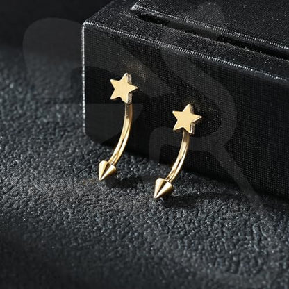 ZS 2 Pairs Stainless Steel Eyebrow Rings, 16G Curved Belly Rings Navel Barbell Helix Daith Tragus Earrings, 8/10mm Spike Vertical Labret Lip Piercing Jewelry - color: Gold,Star-L:8/10mm