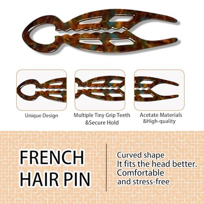 3 PCS Prestige French Hair Pin for Women Prestige Hair Pin for Thin Thick Hair Double-Notch Locking Mechanism Anti-Loosening Women Hair Accessories Valentine's Day Gifts - color: red