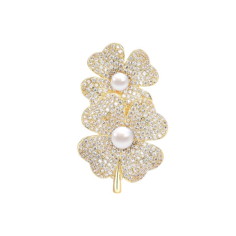 Brooches and Pins for Women Elegant Flower Pearl Brooches Costume Broches Jewelry Lady Christmas Pin for Women - style: GD-2097
