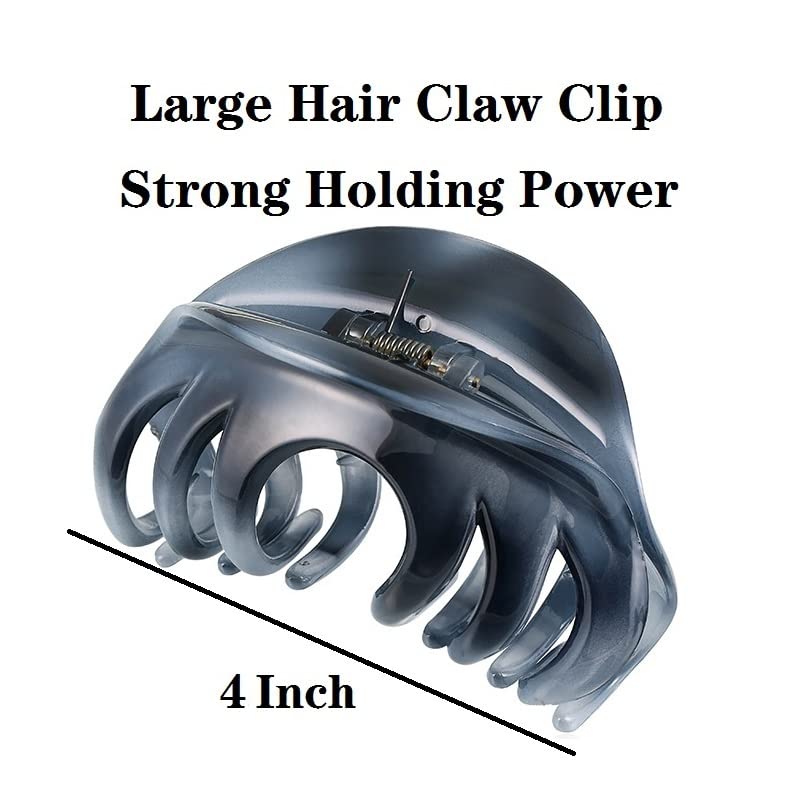 Pack of 2 Large 4" Hair Claw Clip-Acrylic Strong Holding Power Hair Clips Hairgrip for Women and Girls Hair Barrettes for For Thick Hair(C-BG) - color: C-BG