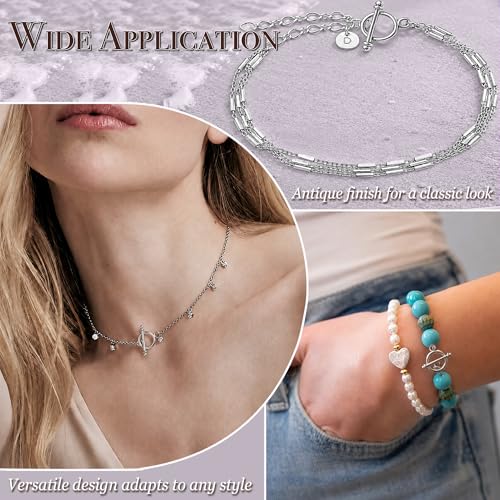 Heather's cf Toggle Jewelry Clasps – Durable Quality, Antique Plain Silver Finish Toggle Clasps & Closures for Necklace, Bracelet & Charms – Ideal for DIY, & Jewelry Making – Small (Set of 130) - color: Silver small