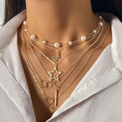 57 Pcs Gold Jewelry Set for Women,12 Pair Hoop Earrings，18 Pair Round Stud Earrings,21 Pcs Stackable Knuckle Rings,6 Pcs MultiLayer Pendant Necklaces，Fashion Accessories for women Gifts - style: Style 1