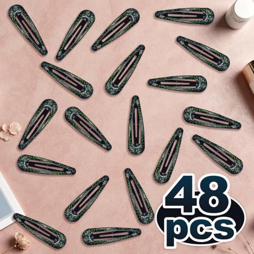 48 Pcs Cute Metal Snap Hair Clips, Non-Slip Barrettes for Women and Girls, Hair Accessories for Parties, School & Daily Use (black) - color: black