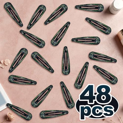 48 Pcs Cute Metal Snap Hair Clips, Non-Slip Barrettes for Women and Girls, Hair Accessories for Parties, School & Daily Use (black) - color: black
