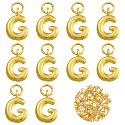 A-Z Bubble Letter Charms 18K Gold Filled Charms for Jewelry Making Gold Initial Alphabet Charms Pendants for Women Men Necklace Choker Bracelet Making - color: Letter G