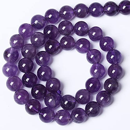8MM 46PCS Natural Stone Purple Amethyst Crystal AAA Grade Quartz Beads for Jewelry Making DIY Bracelet - color: Amethyst, size: 8mm