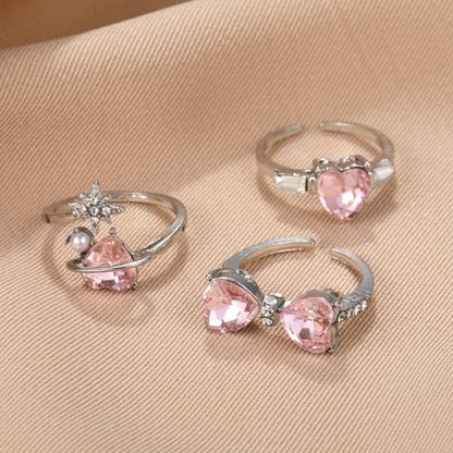 Gold Rings for Women Non Tarnish Stackable Rhinestone Moon Star Rings Dainty Stacking Pearl Butterfly Midi Pinky Thumb Joint Finger Knuckle Ring Set Gold Non Tarnish Jewelry Gifts Trendy Stuff - color: P Silver Bow Rings 10Pcs