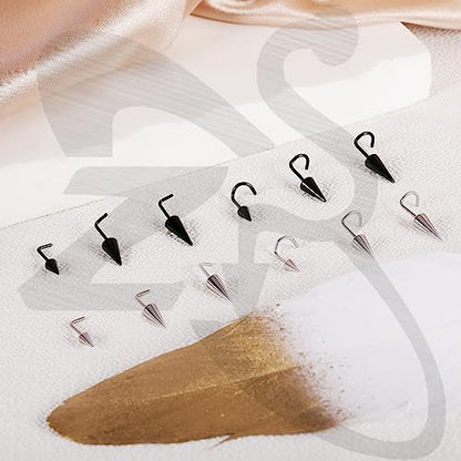 ZS 20G Spike Nose Rings Studs, 18G Stainless Steel Spike Stud Earrings, 16G Septum Lip Rings Cartilage Tragus Helix Piercing for Women Men - color: 12pcs 20g nose screw studs