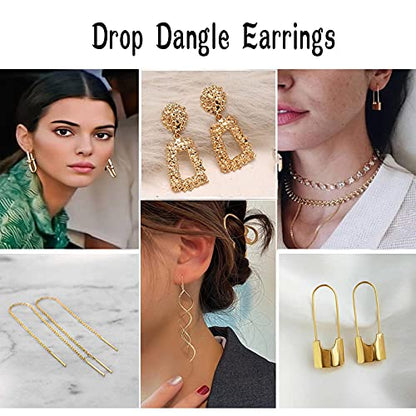 47 Pairs Trendy Boho Teardrop Geometric Acrylic Rattan Statement Dangle Drop Earrings for Christmas - style: B-47 Pairs Colorful Acrylic Earrings