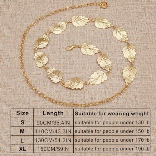 Metal Waist Chain Body Jewelry Link Belt for Women Girls - color: Gold 2, size: M: 43.3 in (110 cm)