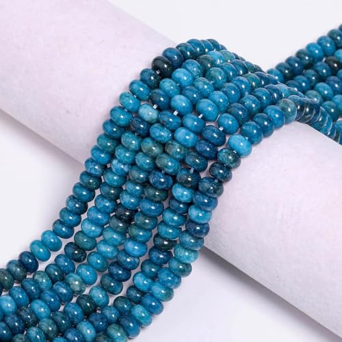 Songxi 5x8mm Natural Apatite Stone Rondelle Beads, 75PCS Spacer Round Loose Abacus Beads for Jewelry Making, Gemstone for Bracelet Necklace Earrings, Arts and Crafts - color: Apatite Stone