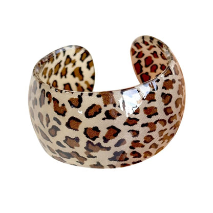 Colorful Chunky Bracelet for Women Leopard Print Wrap Acrylic Resin Bangle Bracelet Wide Open Geometric Cuff Bracelet Wide Cuff Bangle Jewelry - color: Grey2