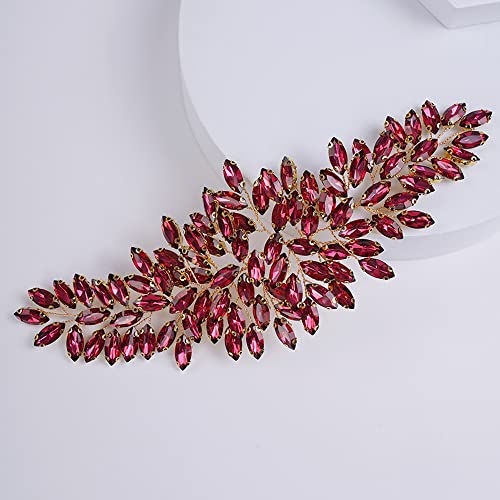 JWICOS Bridal Headband Crystal Wedding Hair Vine Headpieces for Bride Hair Accessories for Women and Girls (Dark Red) - color: Dark Red