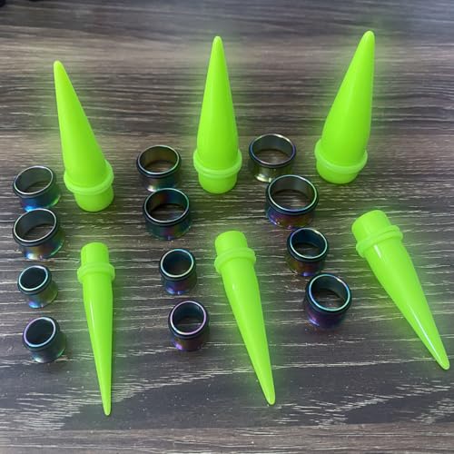 24PC Ear Gauge Stretching Kit Acrylic Tapers and Surgical Steel Tunnels Plugs 00G-20MM Gauge Stretching Kit - color: NG-RB