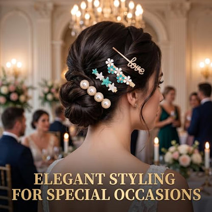 8PCS Pearl Hair Clips Hand-Woven Hair Accessories Kit for Girls and Young Ladies, Practical Items for Women on Holidays (Gold & Blue Mixed 8Pcs) - color: Gold & Blue Mixed 8Pcs