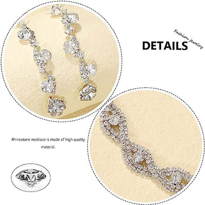 Sixexey Rhinestone Jewelry Set Sparkly Prom Jewelry Necklace for Women | Silver Jewelry Wedding Necklace Jewelry Accessories for Women