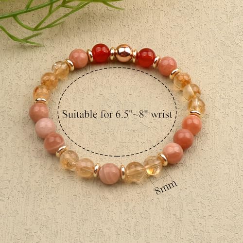 KSQS Healing Stone Bead Bracelet for Women, Natural Gemstones Balance Protection Bracelet, Spiritual Crystal Beads Bracelet Anxiety Relief with Meaning Card - color: Uplifting