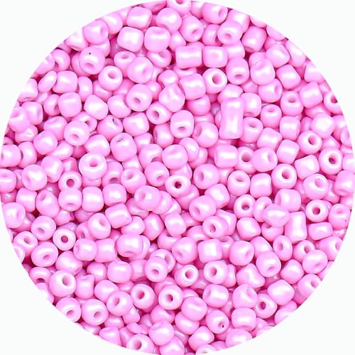 Legefo 4mm Glass Seed Beads Bulk, Light Pink 6/0 Small Mini Pony Seed Beads, Tiny Round Craft Bead for Bracelet Necklace Wrist Jewelry Making Beading Weaving DIY Crafts Supplies, 1000pcs - color: Light Pink