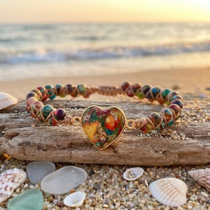YGLINE Stone Bead Yoga Meditation Bracelet Healing Crystal Double Layer Natural Gemstone Beaded Relax Anxiety Bracelets for Women Men - color: green jasper