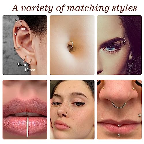 Small Gold Hoop Earrings, Lightweight 14K Gold Plated Huggie Hoop Earrings for Cartilage Helix Tragus, Hypoallergenic Earrings for Women Men, Tiny Thin Hoops Surgical Steel Endless Hoops Earrings 6-10 mm - color: 10mm Hoop Silver-18g