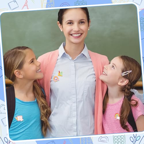SANNIX 15Pcs Multicolor Teacher Pins, School Teacher Lapel Pins, Brooch Pin for Clothes, Bags, Hats & Accessories - style: Teacher Pin