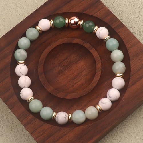 KSQS Healing Stone Bead Bracelet for Women, Natural Gemstones Balance Protection Bracelet, Spiritual Crystal Beads Bracelet Anxiety Relief with Meaning Card - color: Clarity