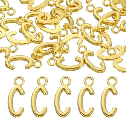 uxcell Letter Charm, Alloy Letter Initial Alphabet Charm for DIY Craft Jewelry Making Bracelets Earrings Necklace - color: Gold - C