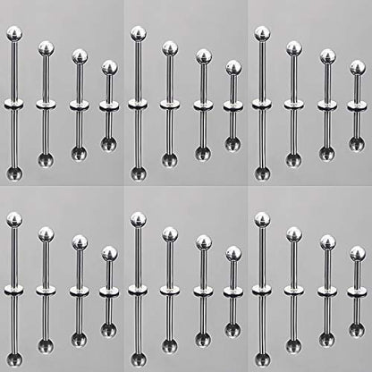 Labret Barbell 24PCS Monroe Lip Barbell Ring Helix Earring Tragus Cartilage Studs Surgical Steel Piercing Jewelry for Women Men 20-12G - color: A: 24pcs 20gauge