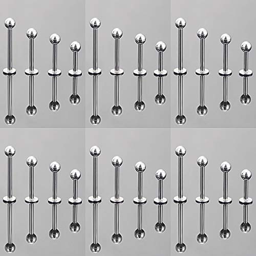 Labret Barbell 24PCS Monroe Lip Barbell Ring Helix Earring Tragus Cartilage Studs Surgical Steel Piercing Jewelry for Women Men 20-12G - color: A: 24pcs 14gauge