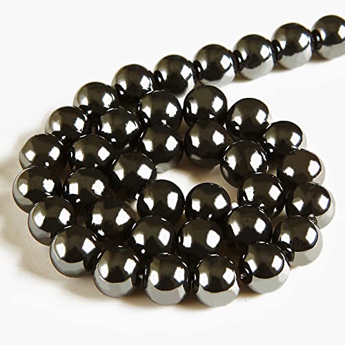 100pcs 6mm Black Hematite Beads Natural Gemstone Beads Round Loose Beads for Jewelry Making - color: Black Hematite, size: 6mm