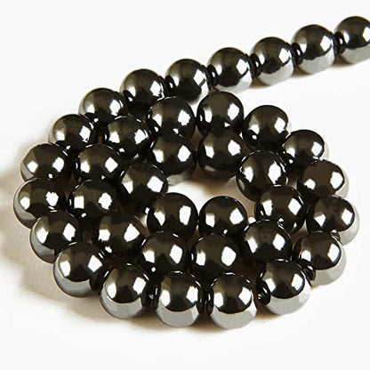100pcs 10mm Black Hematite Beads Natural Gemstone Beads Round Loose Beads for Jewelry Making - color: Black Hematite, size: 10mm