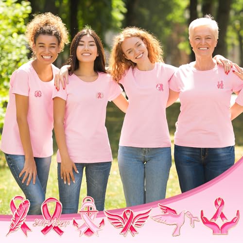 SANNIX Breast Cancer Awareness Pins, 15Pcs Pink Ribbon Lapel Pins Breast Cancer Brooch Badge for Breast Cancer Survivor Month Clothing Bag Hat Accessories - style: Breast Cancer Pin