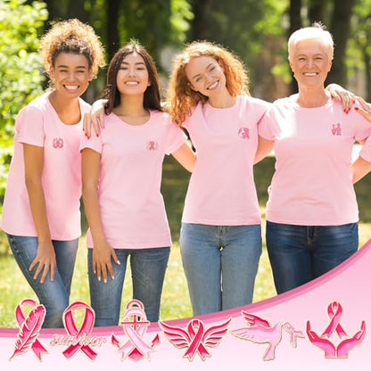 SANNIX Breast Cancer Awareness Pins, 15Pcs Pink Ribbon Lapel Pins Breast Cancer Brooch Badge for Breast Cancer Survivor Month Clothing Bag Hat Accessories - style: Breast Cancer Pin