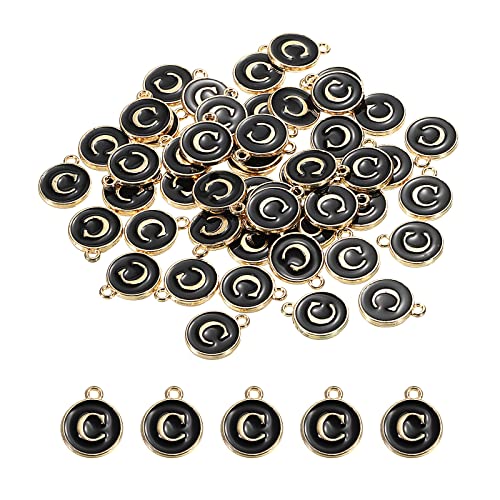 MECCANIXITY Alphabet Letter Charm Double Sided Alphabet Pendant, for Earring Jewelry Making - style: C
