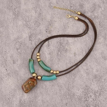 Bohemian Necklaces for Women Long Leather Necklace with Large Pendant Chunky Boho Hippie Jewelry Pendant Chocker Necklace - style: Large Pendant Necklaces