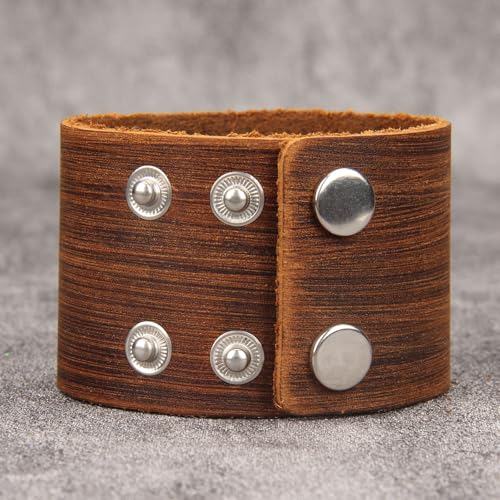 GelConnie Punk Leather Cuff Bracelet Adjustable Straps Wrap Bracelets Arm Armor Cuff Gothic Leather Wristbands for Men, Women - color: MLPB105-Brown