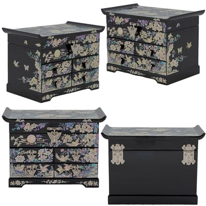 February Mountain Mother of Pearl Jewelry Organizer Box – Anniversary Christmas Graduation Birthday gifts for women Mother's day gifts for mom from daughter (Plum Blossom) - style: Plum Blossom