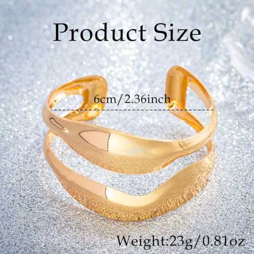Gold Cuff Bracelets for Women Wide Open Cuff Bracelet Hollow Geometric Cuff Bracelet Chunky Open Bangle for Party