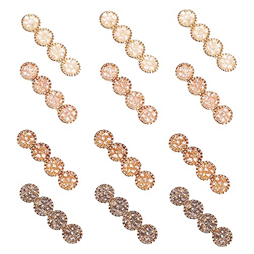 Alligator Rhinestone Hair Clips Round Bling Crystal Hairpins | 12PCS,Headwear Hair Barrettes Hair Pins for Women's and Girls Hair Accessories - color: Alligator Hair Clips