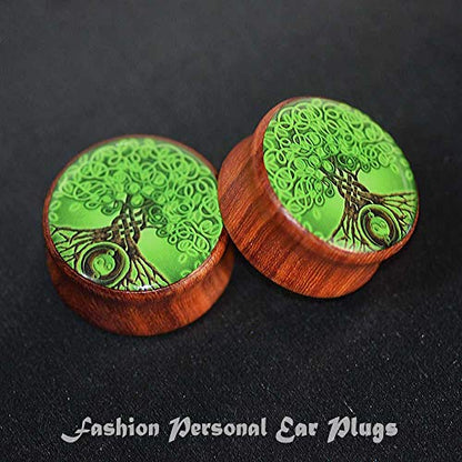 2PCS Wood Gauges For Ears Ear Plug Tunnel Stretcher Expander 8-25mm 0G-1'' Tree of Life Piercings Jewelry - style: 1" (25mm)