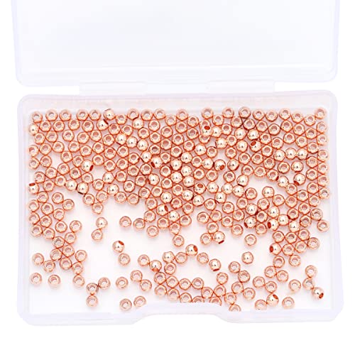 Rose Gold Plated Round Spacer Beads 3mm 300pcs for Jewelry Making Findings Non Tarnish - color: Rose Gold, size: 3mm