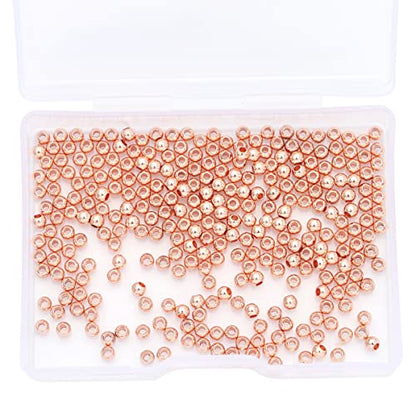 Rose Gold Plated Round Spacer Beads 3mm 300pcs for Jewelry Making Findings Non Tarnish - color: Rose Gold, size: 3mm
