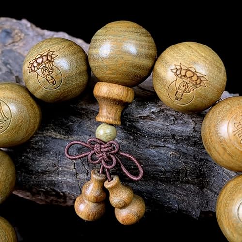 Tibetan Buddhist Green Sandalwood Beads 18mm Scented Sandalwood Link Wrist Crafts Beads Bracelet for Men Women - size: 20MM