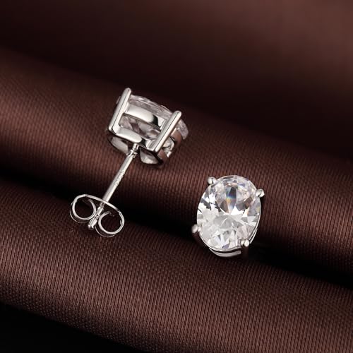 Brilliant Heart-cut/Oval-cut/Trillion-cut/Cushion-cut/Emerald-cut/Marquise-cut Stud, 925 Sterling Silver Cubic Zirconia Stud Earrings for Women Men - style: B-Oval-cut
