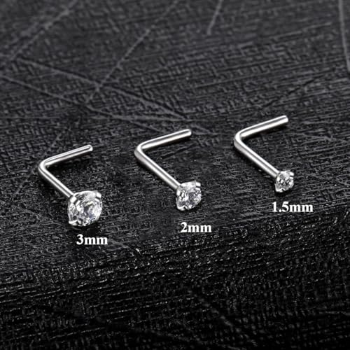18G Nose Rings Hoop and 20g Nose Studs Sets for Women Men, Hypoallergenic 316L Surgical Steel Hinged Clicker Segment CZ Nose Hoops Double Hoop Nose Ring Septum Lip Helix Cartilage Daith Tragus Sleeper Earrings Gold Silver L Shape/Corkscrew Nose Studs Nost