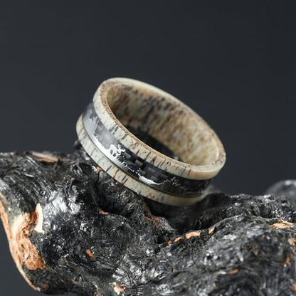 King Will Wood Wedding Band Wood Inlay for Men - color: Deer-8mm