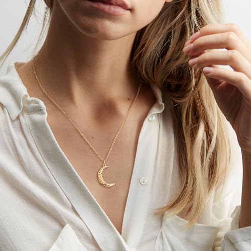 Valloey Rover Gold Necklaces for Women | Dainty 14K Gold/Sterling Silver Plated Cubic Zirconia Star Moon Pendant Necklaces Twist Rope Chain Simple Jewelry for Women - style: CZ-Moon