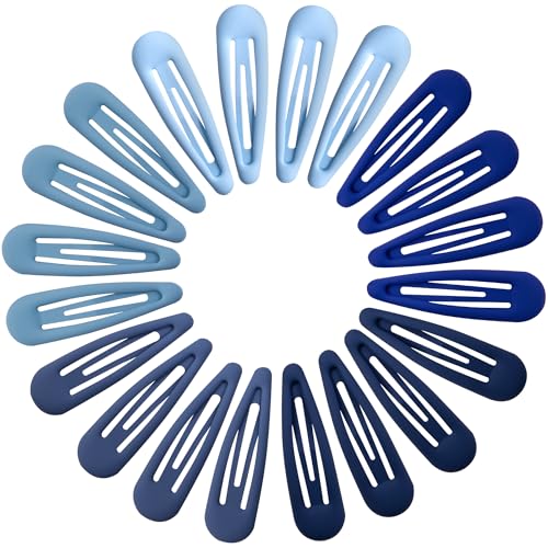 Small Hair Barrettes For Women No Slip Metal Snap Clips For Thin And Fine Hair,Matte Multiple Blue,20 PCS,1.97 x 0.5 Inch. - color: Matte Multiple Blue
